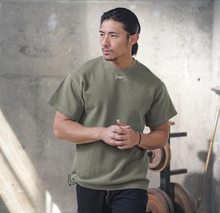 Мужская модная ретро-футболка из стираного хлопка с коротким рукавом