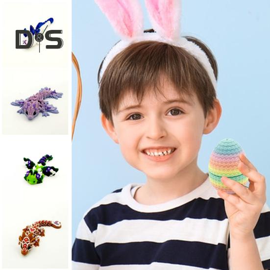 Яйцо таинственного дракона, красочное пасхальное яйцо дракона, напечатанное на 3D-принтере, подвижная шарнирная игрушка-дракон, пасхальная корзина, наполнители, подарки для любителей фэнтези