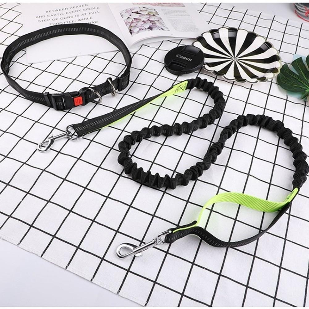 Double Stretch Pet Walking Leash Waist Belt Dog Traction Rope Hand Free Dog Leash  Jogging