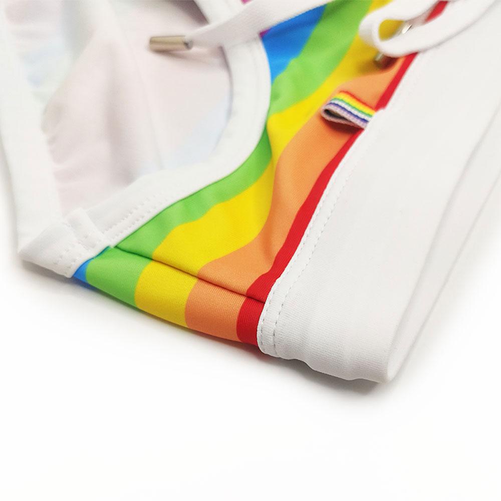 Мужские плавки, плавки, полоски для дня гордости, плотно прилегающие сексуальные купальники, пляжная одежда, загар, серфинг, тренажерный зал