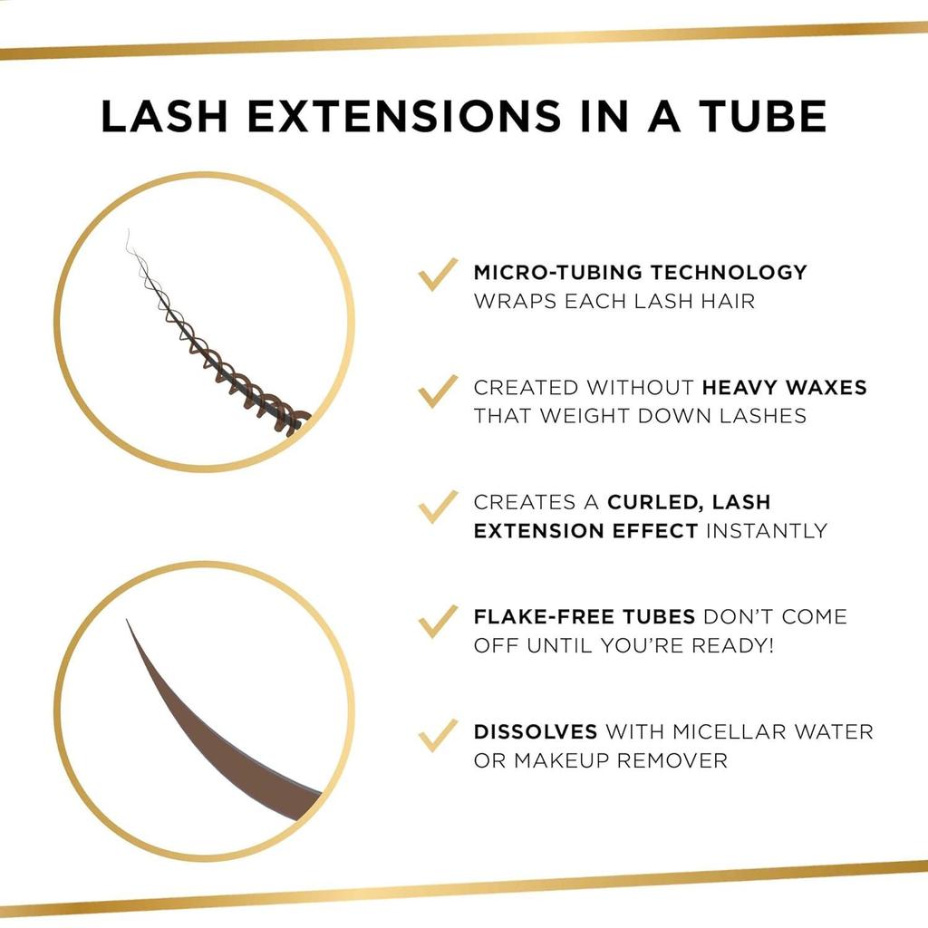 tubing mascara – Lash Extensions in a Tube, Easy-to-Remove Eye Makeup, 24Hr Smudge-Proof Long Wear, Vegan & Cruelty-Free