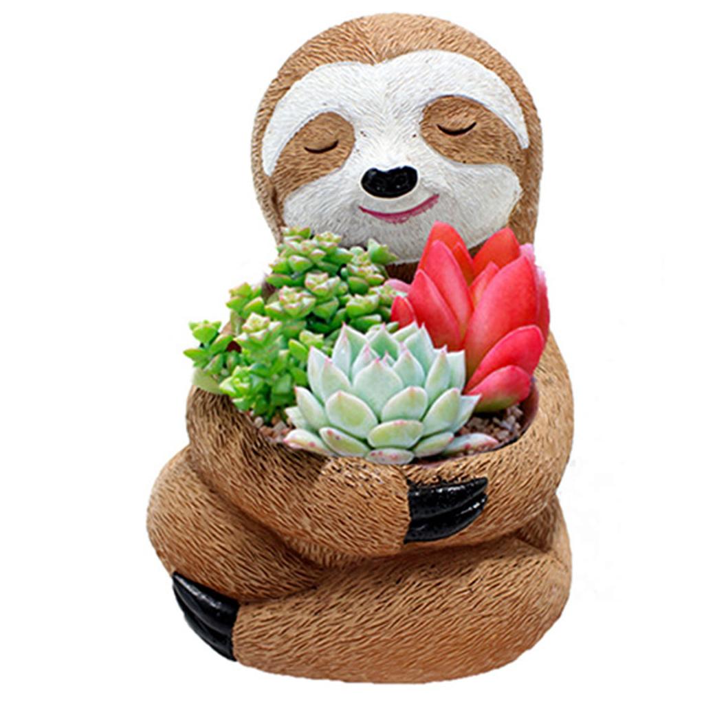 Sloth Flower Pot Ornaments Innovative Resin Succulent Pots Planter Desktop Ornaments