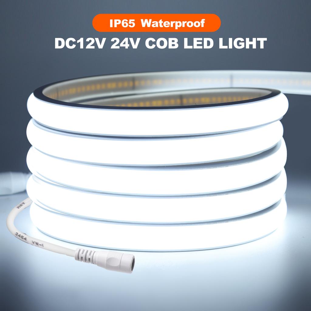 12V 24V COB Neon LED Strip 320 Leds M Waterproof High Brightness Flexible Ribbon Light 3000K 4000K 6000K For Home Decor 0.5M-20M
