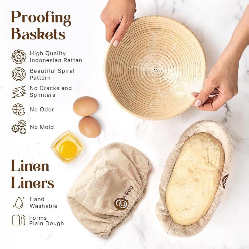 Natural Rattan Sourdough Proofing Basket; Includes A Liner And Is Available In Various Sizes.