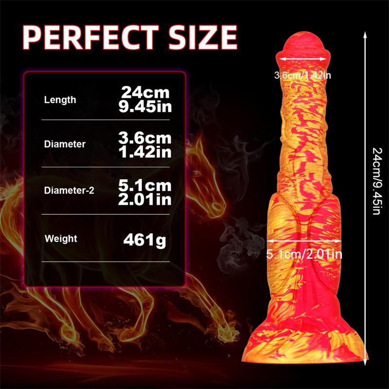 Eggless Horse Cock Mixed Color Liquid Silicone Dildo Female with Oversized Backyard Expansion Anal Masturbator