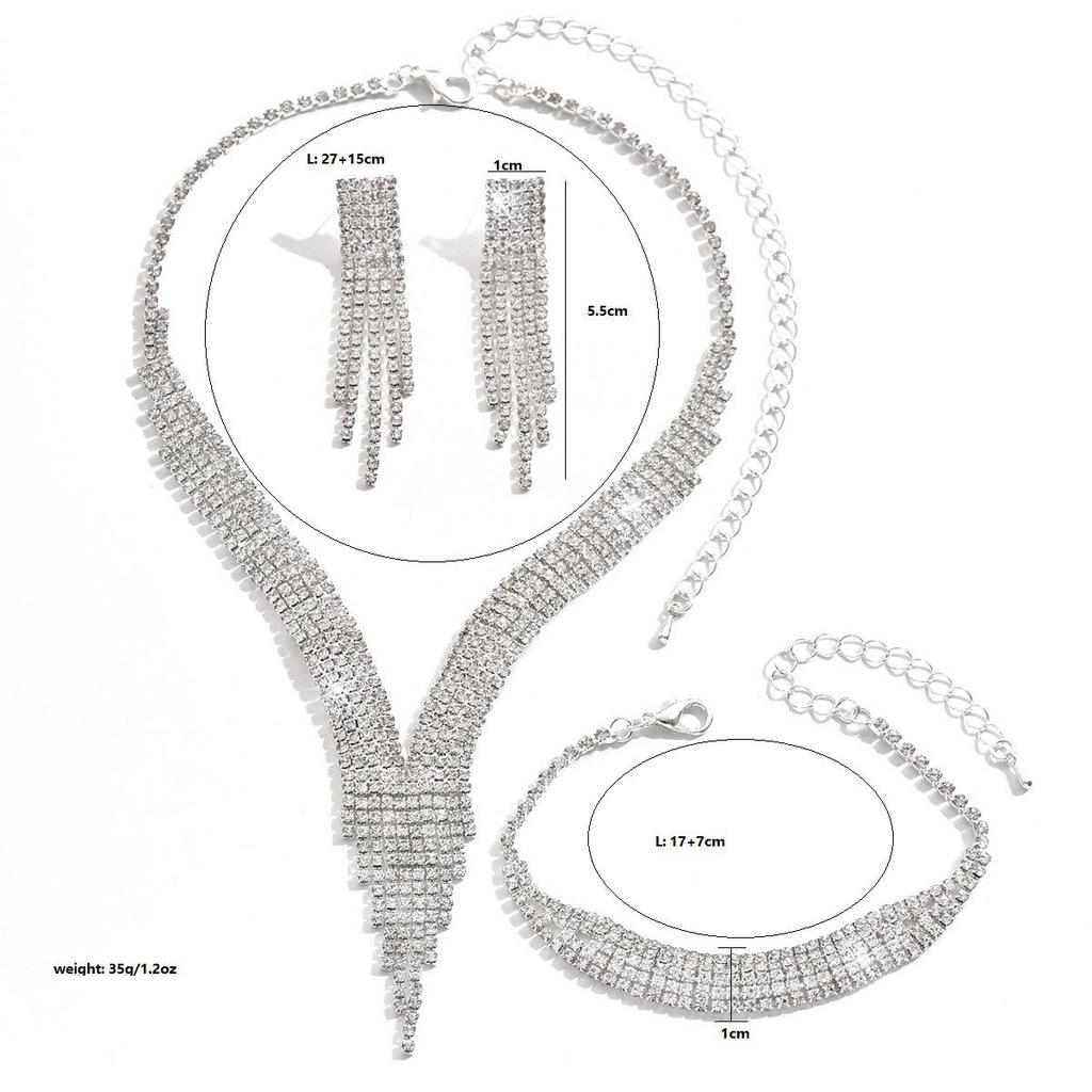 Набор украшений с кисточками-капельками Pinduoduo: Ожерелье, Серьги, Браслет - Элегантная Легкая Роскошь для Женщин