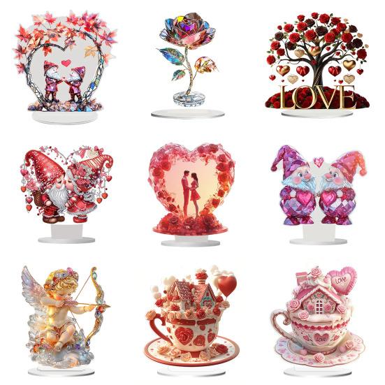 Орнамент в виде сердца любви 2D Плоский акриловый настольный декор Мультяшный орнамент в виде сердца любви