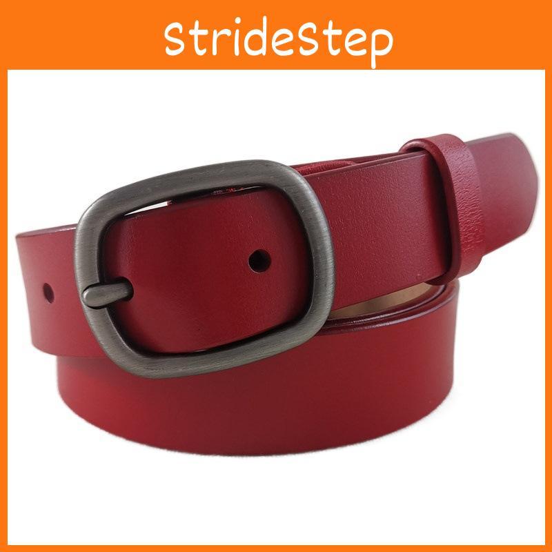 Girl Color Solid Fashionable Pure Leather Belt D Shaped Buckle Daily Use Casual