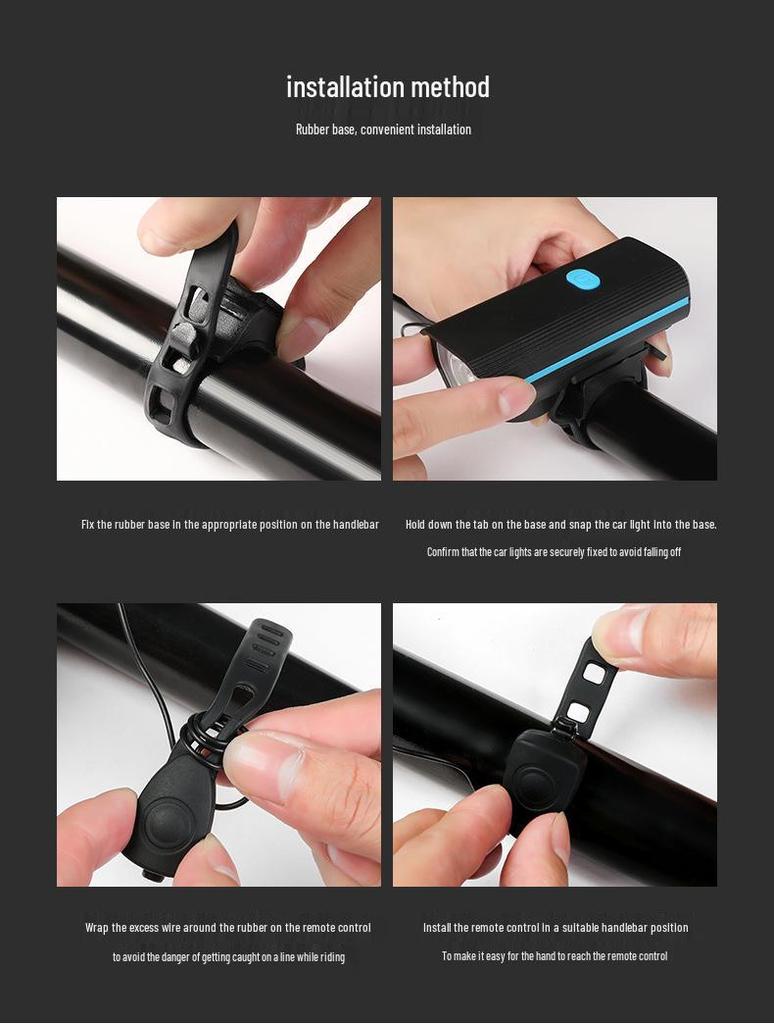 USB Rechargeable Bicycle Front Light & Horn for Night Riding