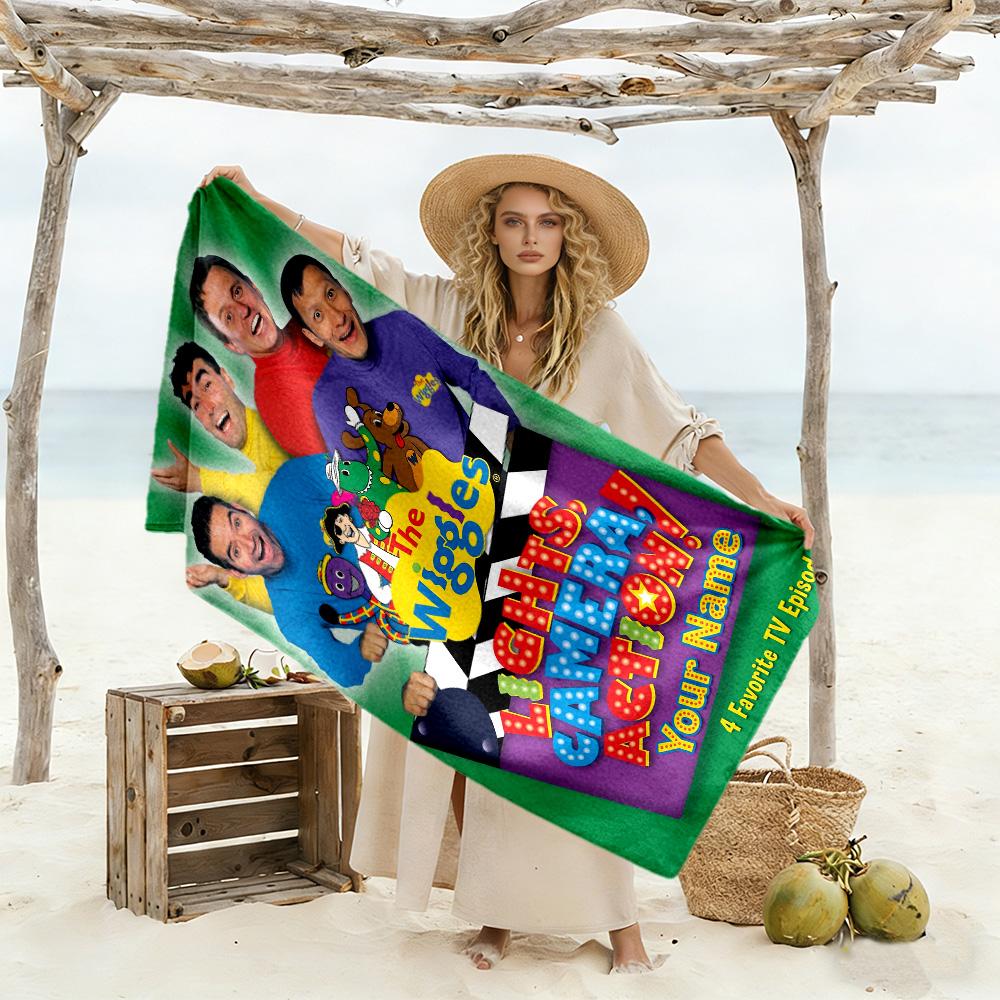 Wiggles Customizable Name Beach Towel High Absorbency Quick-Dry Suitable for Sports Travel Swimming Yoga Bathroom Beach And Pool