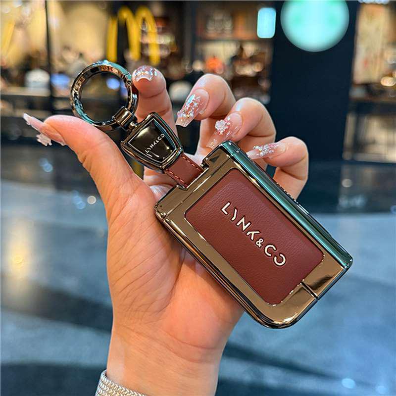 High-End Leather Metal Key Case: Fits Lynk & Co Models 03, 07, 09 - Full Coverage Protection for Remote Key Fob