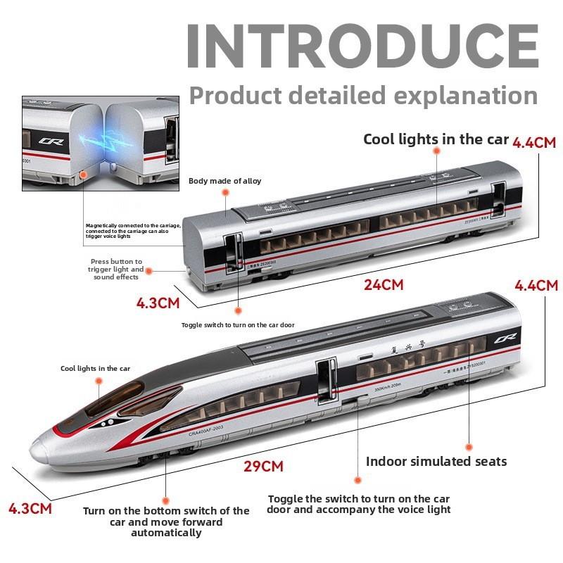 Сплавной высокоскоростной железнодорожный макет поезда со светом и звуком для детей