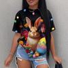 Летняя футболка с круглым вырезом, 3D-принтом и красивым узором с кроликом, модная повседневная женская футболка с коротким рукавом