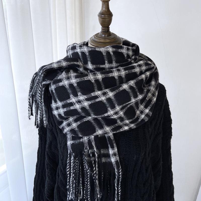 Scarf Women's New Winter Imitation Cashmere Warm Thickened Tic-tac-toe Plaid Shawl