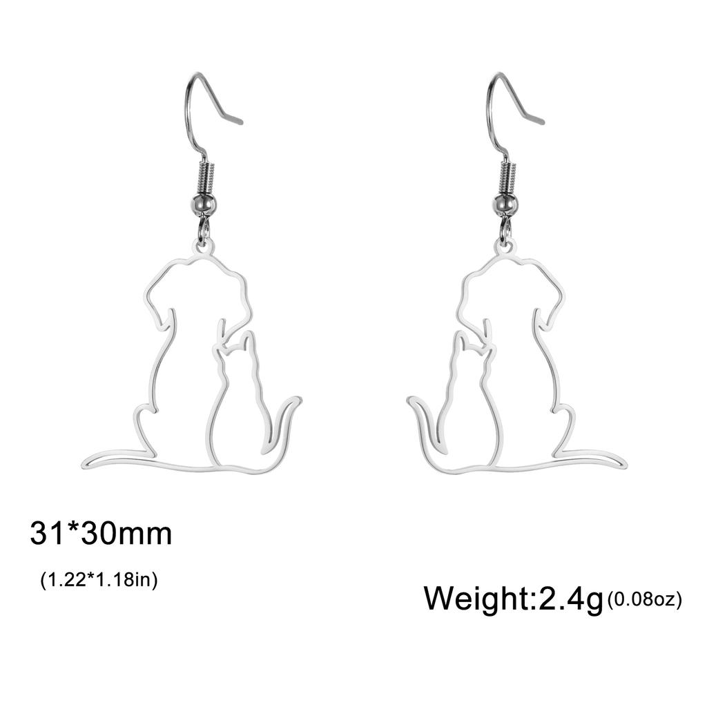 Lucktune Cute Hugging Cats Kittens Dog Women's Earrings Stainless Steel Drop Earrings 2026 Trend Jewelry Birthday Gift Sale