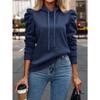 Women's Autumn and Winter Lapel Hooded Solid Colour Long Sleeve Casual Sweatshirt