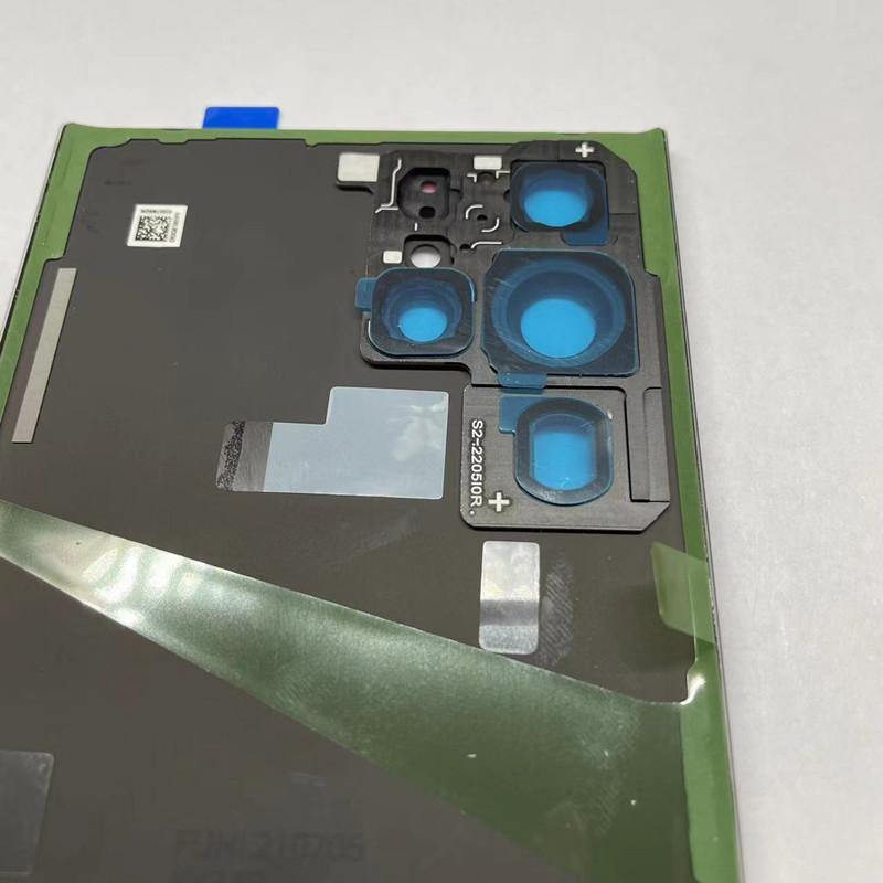 Замена заднего стекла для Samsung Galaxy S22 Ultra SM-S908B Крышка задней дверцы аккумуляторной батареи с объективом камеры с логотипом CE