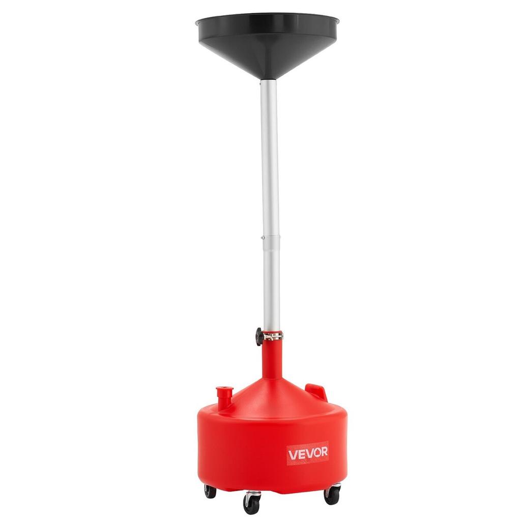 30L Waste Oil Drain Tank, Industrial Fluid Drain Tank with Adjustable Funnel Height, Portable Oil Drainer with Wheels, Fluid Fuel Transfer Drainage