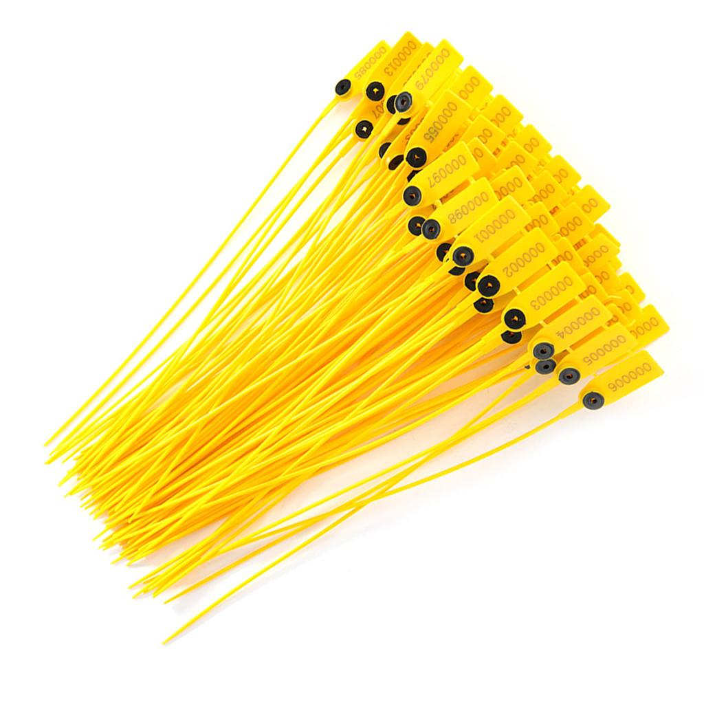 100pcs Yellow Package Transportation Truck Plastic Security Seal 40cm Label Cable Ties with Number