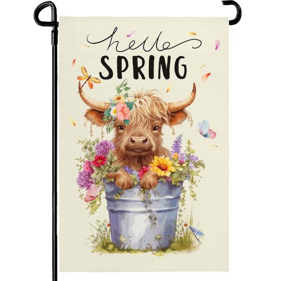 Double-Sided Garden Flag for Porch 12x18 Inch Fade-Resistant Spring Floral Butterfly Print Decorative Flag for Outdoor Yard Patio Mailbox Seasonal