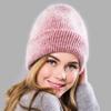 Women Winter Warm Hats Angora Rabbit Hair Knit Beanie Girls Fashion Double Layer Cuff Trendy Skull Cap