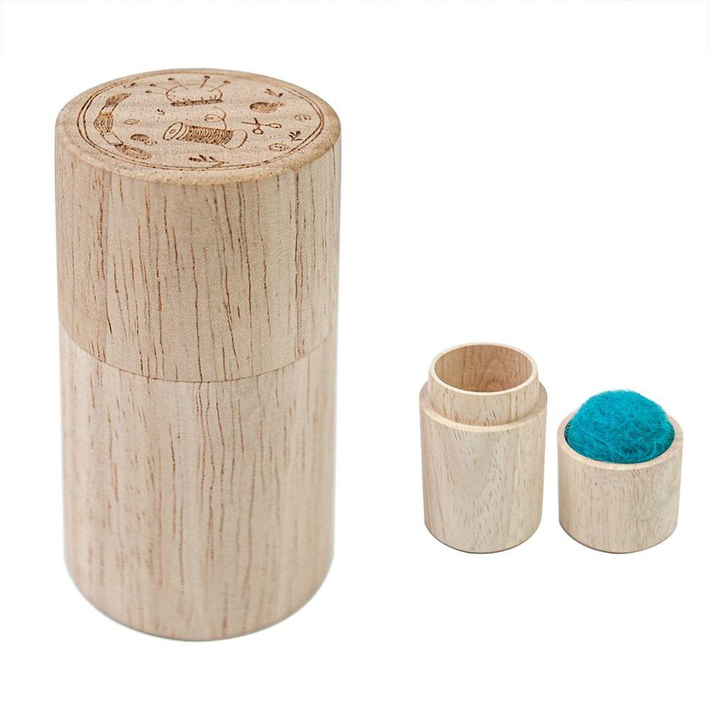 Sewing Needle Cylinder Box Woode Needles Storage Holder Pin Cushion Household Embroidery Craft Sewing Tools