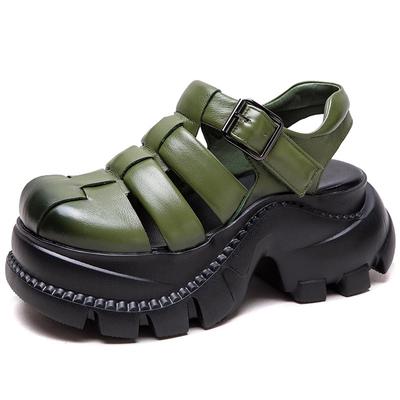 GKTINOO Сандалии с круглым носком, плетеные, дышащие, с вырезами, на толстой подошве, новинка лета 2025, повседневные, универсальные, женские туфли на платформе