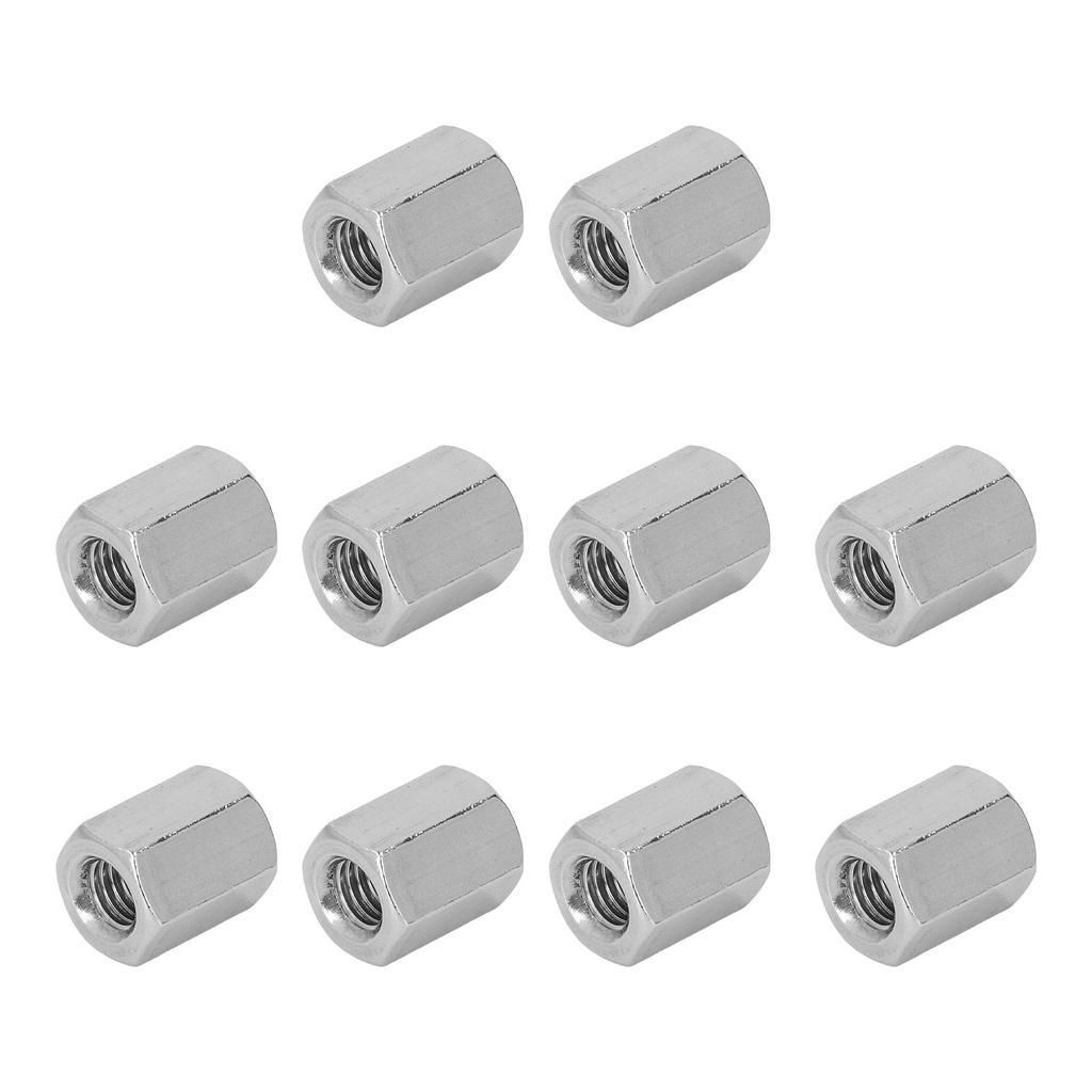10Pcs Hex Coupling Nut 304 Stainless Steel Anticorrosive M10 Coupling Nut Kit for Bolts Studs