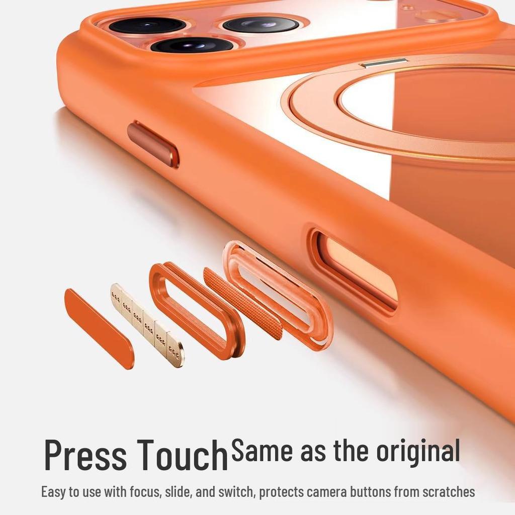 Прозрачный магнитный чехол-подставка 360° для iPhone 17 Pro Max с защитой всех объективов