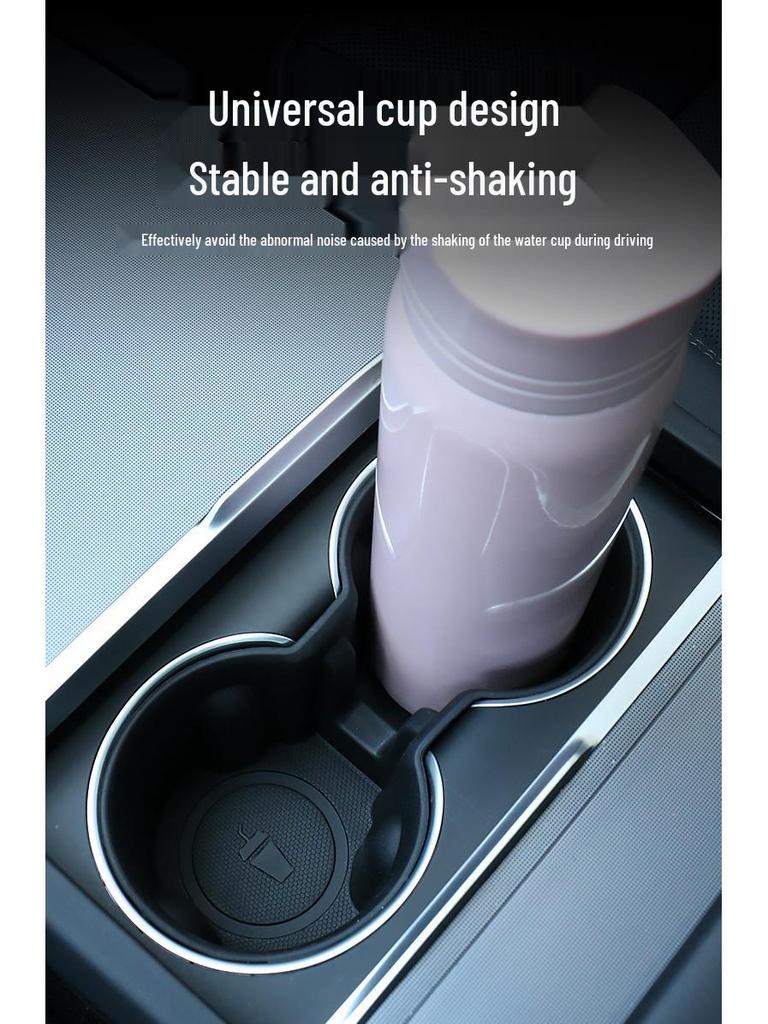 Tesla Model Y/3 Refreshed Center Console Cup Holder Silicone Cover & Coaster Accessory.