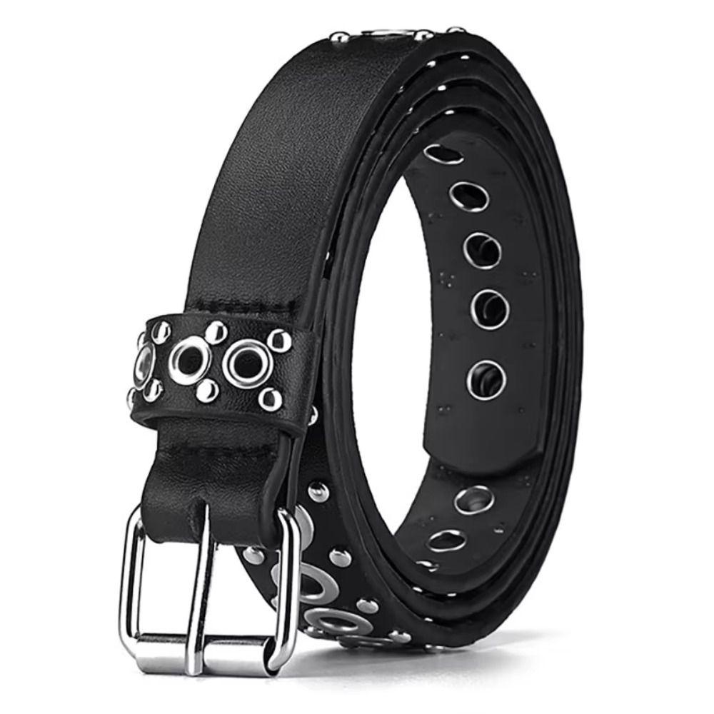 Adjustable PU Leather Belt Y2K Waist Belt Personality Rivet Waistband  Men