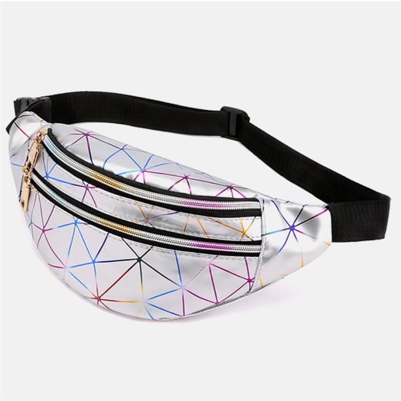 Лазерные поясные сумки женские серебристые поясные сумки мужские женские поясные сумки черные геометрические нагрудные сумки лазерный чехол для телефона унисекс CLE