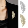Rhinestone Feather Brooch for Women Men Faux Crystal Feather Lapel Safety Pin
