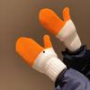 Полиэстеровые Зимние Вязаные Перчатки Оранжевые Митенки Защита от Холода Креативные Мультяшные Перчатки Гусиные Пара