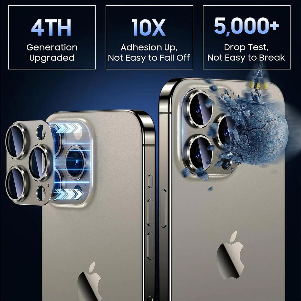 Титановый металлический протектор для линзы камеры для iPhone 16 Pro Max 15 Pro 14 Plus 16 Защитное стекло для экрана камеры Apple