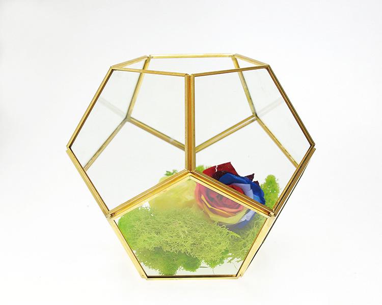 Nordic Geometric Glass Preserved Flower Decor for Home, Coffee Shop, or Wedding