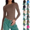 Women's Fashion Solid Colour Round Neck Long Sleeve T-Shirt Top