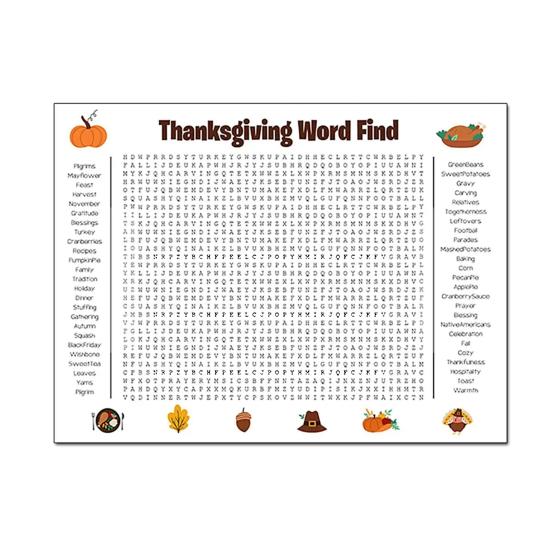 Плакат-размер Поиск слов День Благодарения Рождество Поиск слов Плакат Гигантский 36"X22" Настенная игра для семейного праздника