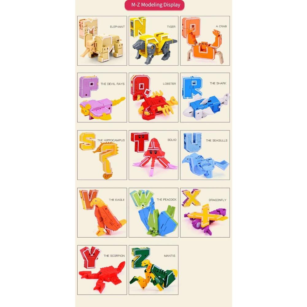 Новые обучающие игрушки 26 букв Изучаемые слова Трансформируемые Собираемые Роботы Алфавитные игрушки Для детей Подарки Учись Играй Робот-игрушка