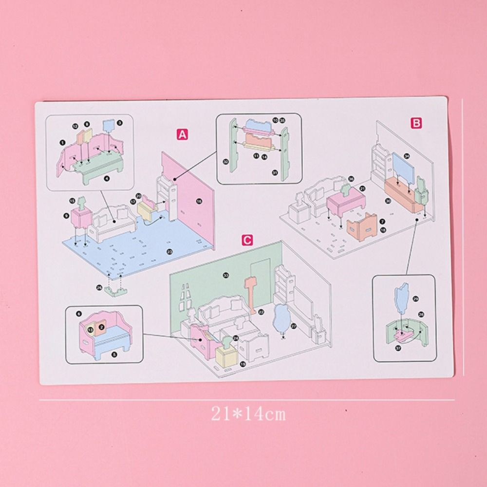 3D Model 3D Room Cardboard Kitchen Room Model Craft Toys Cute 3D Room Model Puzzle Toys  Kids