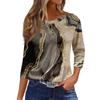 Blouse Woman Trend 2024 Women'S Fashion Casual Round Neck 3/4 Sleeve Loose Printed T-Shirt Ladies Top