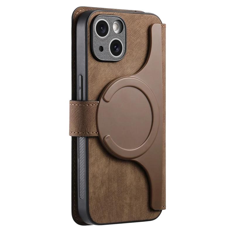 Чехол-книжка с магнитом и держателем для iPhone 17 Air 16 16E 15 14 13 12 11 Pro Max XS Max Plus XR Кошелек Magsafe Карта Чехол для телефона
