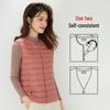 Women's Slim Fit Convertible V-Neck Down Vest - Round to V-Neck Sleeveless Top with 90% White Duck Down Lining.