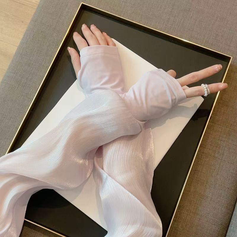 Летние Новые Рукава из Ледяного Шелка Свободные Солнцезащитные Рукава для Вождения Длинные Защита от УФ-лучей Нарукавники Перчатки для Рук Супер Мягкие Дышащие