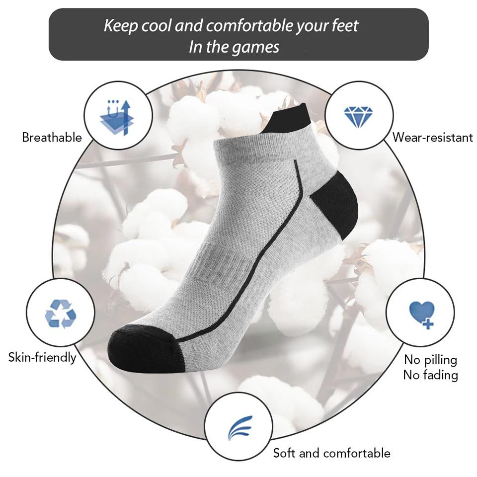 HSS 10 Pairs Organic Cotton Men Socks Knit Mesh Ankle Socks Summer Fitness Breathable Quick Dry Short Sock For Cycling Plus Size
