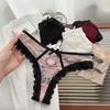 Thong Mesh Floral Bowknot Panties Ruffle Lace Flower Transparent Briefs Sweet Lady