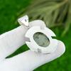 925 Sterling Silver Moss Prehnite Stone Elegant Mother Bezel Artisan New Pendant