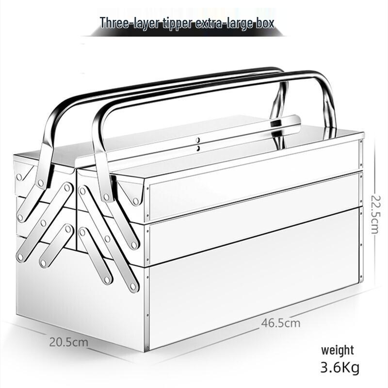 Yueyue Shang Extra Large 3-Tier Folding Stainless Steel Toolbox