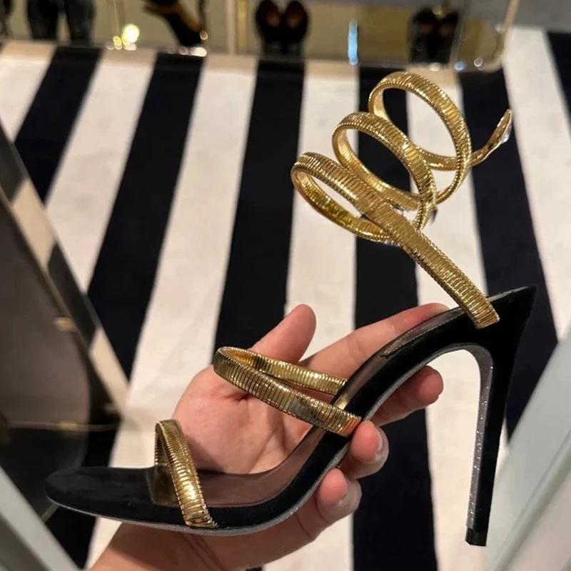 Aneikeh Summer Street Style Ankle Strap Open Toe Narrow Band Women Sandals Thin High Heels Stripper Sexy Banquet Shoes