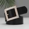 Square Buckle Rhinestone Wide Belt Atmospheric Belt Pu Pin Buckle Women'S Belt